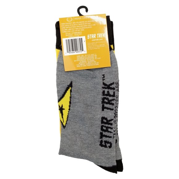 Captain Kirk Star Trek Socks Crew Cut Novelty Official Space Men Yellow Size 13 - Picture 3 of 4